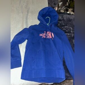 The North Face Royal Blue Hoodie with Coral Accent